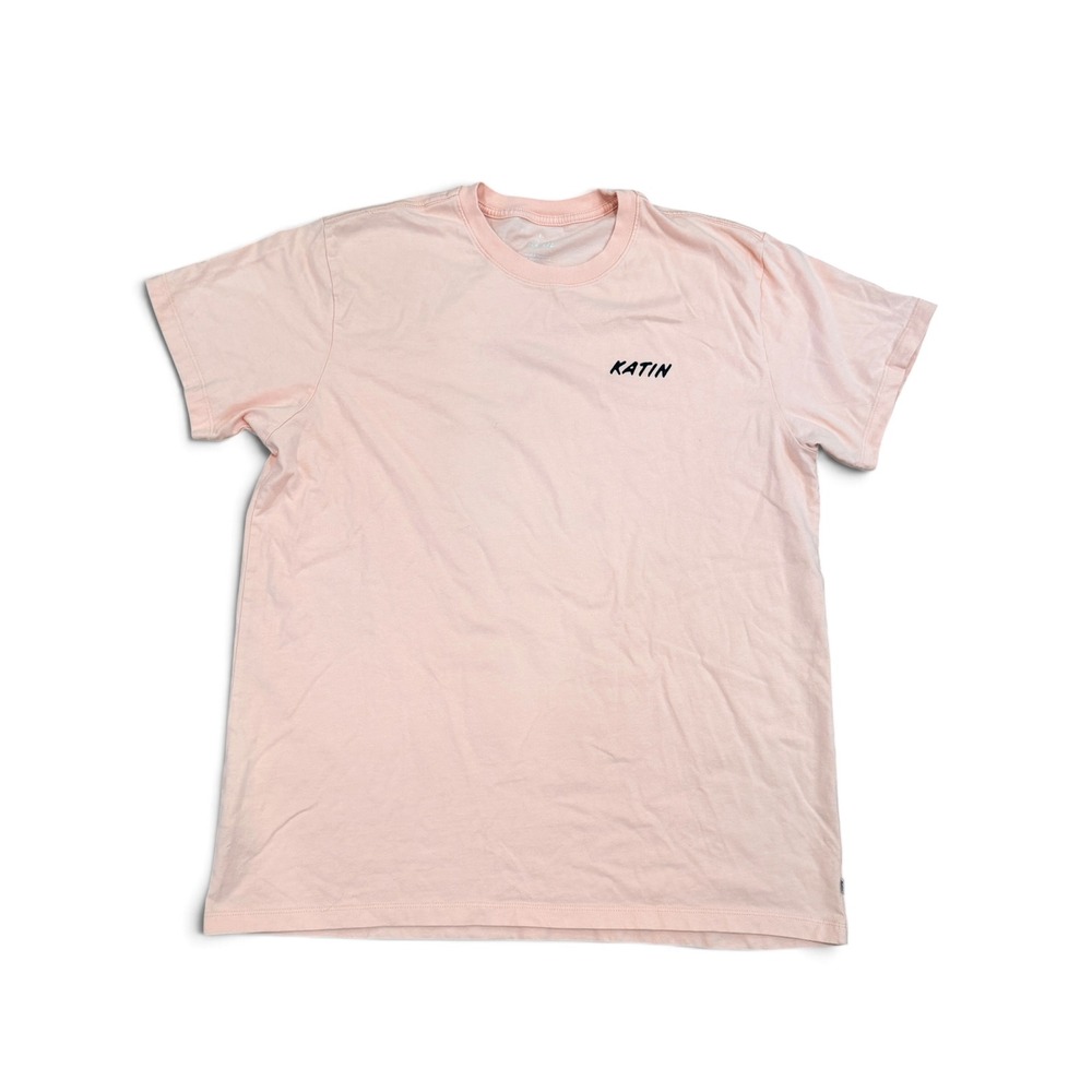 Katin Mens XL Peach Organic Cotton Graphic T-Shirt Tropical Palm Tree Sunset